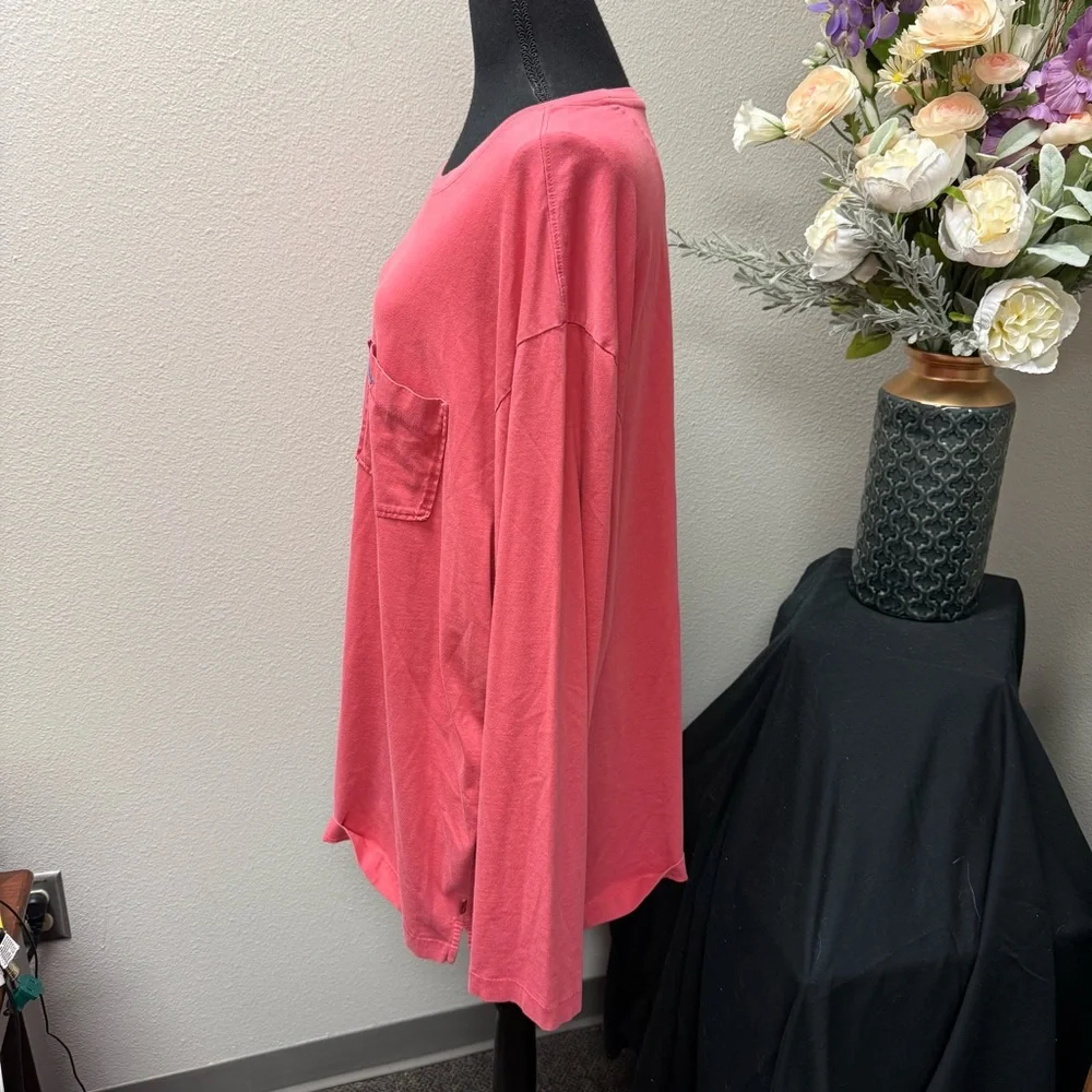 Tommy Bahama 2X Coral Pima Cotton Long Sleeve Pocket Tee Shirt Relaxed Fit - Picture 3 of 8